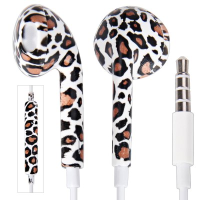 iPhone 5S Style Stereo Earphone Headset with Mic and VoluMe CONTROL (Leopard)